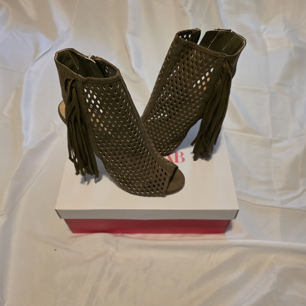 JustFab Brown Fringe Heels